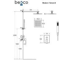 Dušo komplektas Besco Modern / Varium II, Juodas matt