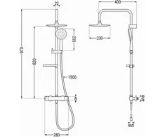 Dušo sistema su termostatu Mexen KX33, Chrome