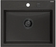 Granitinė virtuvinė plautuvė Mexen Oscar su sifonu, Metallic juodas/auksinis+Juodas, 580 x 490 mm