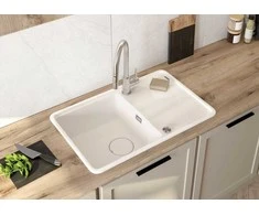 Granitinė virtuvinė plautuvė Deante Momi, ZKM_A113, Alabaster