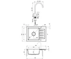 Granitinė virtuvinė plautuvė Deante Zorba su maišytuvu, ZQZC211A, Graphite+Steel/Juodas