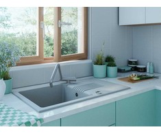 Granitinė virtuvinė plautuvė Laveo Celia SBC_511T, Pilkas