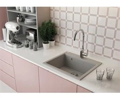 Granitinė virtuvinė plautuvė Laveo Tau SBT_5106, Pilkas