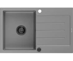Granitinė virtuvinė plautuvė Mexen Bruno su sifonu, Pilkas+Juodas, 795 x 495 mm