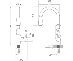 Granitinė virtuvinė plautuvė Mexen Leo su maišytuvu ir sifonu, rusvai gelsvas+Juodas