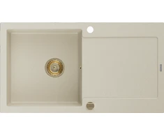 Granitinė virtuvinė plautuvė Mexen Leo su sifonu, rusvai gelsvas+Gold, 900 x 500 mm