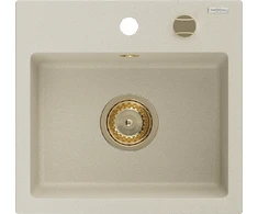 Granitinė virtuvinė plautuvė Mexen Milo su sifonu, rusvai gelsvas+Gold, 435 x 410 mm