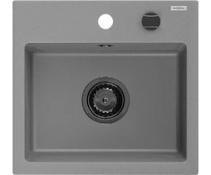 Granitinė virtuvinė plautuvė Mexen Milo su sifonu, Pilkas+Juodas, 435 x 410 mm