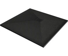 Kvadratinis dušo padėklas Mexen Stone+ su sifonu, 80 x 80 cm, Juodas+Juodas