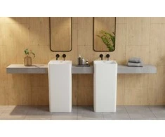 Laisvai pastatomas praustuvas Besco Aygo, 40 x 40 x 85 cm, su chrome sifonu