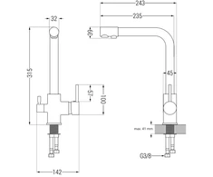 Mexen virtuvės maišytuvas Duero, Inox