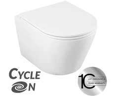 Pakabinamas klozetas Laveo Nida CycleOn Rimless su lėtai nusileidžiančiu dangčiu