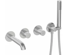Potinkinis 4 dalių vonios maišytuvas Deante Silia Hexa BHS_F18P, Brushed steel