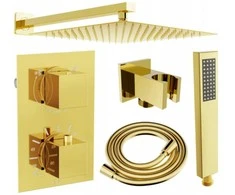 Potinkinis dušo komplektas su termostatu Mexen Cube 6in1, 25x25 cm, Gold
