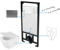 Potinkinis WC komplektas Deante Anemon 6in1, CDZT6ZPW, Baltas/Titanium