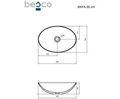 Praustuvas Besco Anya Mėlyna Wave, 50 cm, su juodu dangteliu