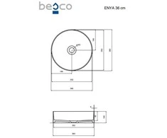 Praustuvas Besco Enya Ocean Breeze, 36 cm, su chrome sifonu