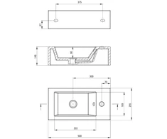 Praustuvas Deante Square Right, CGS_6U2R, Baltas