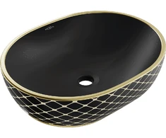 Praustuvas Mexen Viki 48 cm, Juodas matt/Gold pattern