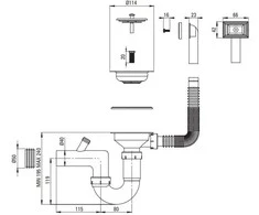 Sifonas plieninėms plautuvėms Deante ZXY_9926, Steel