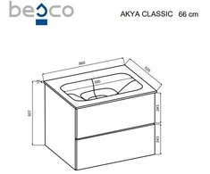Spintelė Besco Akya Classic 66 cm su praustuvu ir klik-klak, Gun Metal glossy/Baltas glossy+Juodas matt