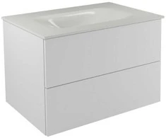 Spintelė Besco Akya Classic 76 cm su praustuvu ir klik-klak, Baltas glossy/Baltas glossy+Juodas matt