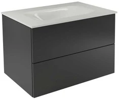 Spintelė Besco Akya Classic 76 cm su praustuvu ir klik-klak, Gun Metal glossy/Baltas glossy+Baltas