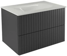 Spintelė Besco Akya Linea 76 cm su praustuvu ir klik-klak, Gun Metal matt/Baltas glossy+Juodas matt