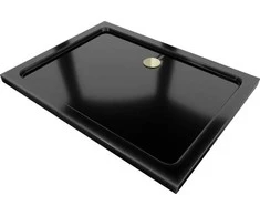 Stačiakampis dušo padėklas Mexen Flat Slim su sifonu, Juodas+Gold, 110x100 cm