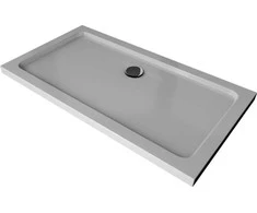 Stačiakampis dušo padėklas Mexen Flat Slim su sifonu, Baltas+Chrome, 140 x 70 cm