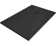 Stačiakampis dušo padėklas Mexen Stone+ su sifonu, 130 x 70 cm, Juodas+Juodas