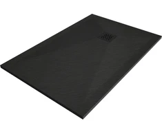 Stačiakampis dušo padėklas Mexen Stone+ su sifonu, 100 x 80 cm, Juodas+Juodas
