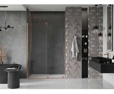 Stumdomos dušo durys Mexen Velar, Brushed copper, 160 cm