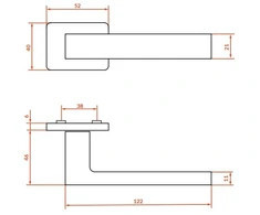 Vidaus durų rankena Kuchinox KVADRATO II, KV2_500A, Graphite