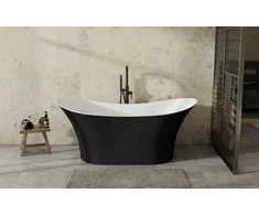 Vonia Besco Amber Juodas&amp;Baltas Matt, 170 x 80 cm, su chrome sifonu