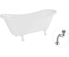 Vonia Besco Amelia 190, Baltas+Baltas, su sifonu Klik-klak Chrome