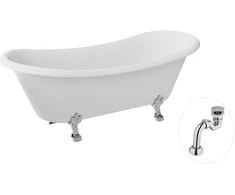 Vonia Besco Amelia 190, Baltas+Chrome, su sifonu Klik-klak Chrome