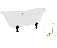 Vonia Besco Amelia 190, Baltas+Juodas, su sifonu su persipylimu Klik-klak Gold
