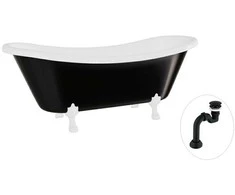 Vonia Besco Amelia B&amp;W 190, Juodas/Baltas+Baltas, su sifonu Klik-klak Juodas