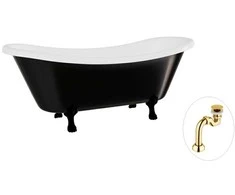 Vonia Besco Amelia B&amp;W 190, Juodas/Baltas+Juodas, su sifonu Klik-klak Gold