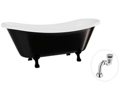 Vonia Besco Amelia B&amp;W 190, Juodas/Baltas+Juodas, su sifonu Klik-klak Chrome
