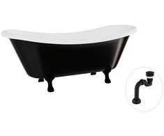 Vonia Besco Amelia B&amp;W 190, Juodas/Baltas+Juodas, su sifonu Klik-klak Juodas