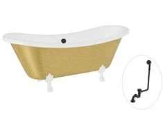 Vonia Besco Amelia Glam 190, Gold+Baltas, su sifonu su persipylimu Klik-klak Juodas