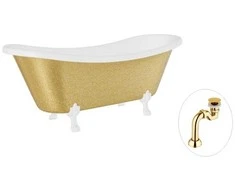 Vonia Besco Amelia Glam 190, Gold+Baltas, su sifonu Klik-klak Gold