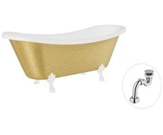 Vonia Besco Amelia Glam 190, Gold+Baltas, su sifonu Klik-klak Chrome