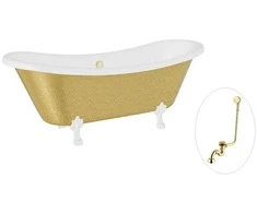 Vonia Besco Amelia Glam 190, Gold+Baltas, su sifonu su persipylimu Klik-klak Gold