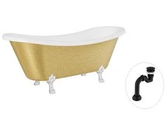 Vonia Besco Amelia Glam 190, Gold+Chrome, su sifonu Klik-klak Juodas