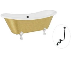 Vonia Besco Amelia Glam 190, Gold+Chrome, su sifonu su persipylimu Klik-klak Juodas