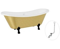 Vonia Besco Amelia Glam 190, Gold+Juodas, su sifonu su persipylimu Klik-klak Chrome