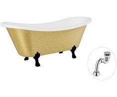 Vonia Besco Amelia Glam 190, Gold+Juodas, su sifonu Klik-klak Chrome